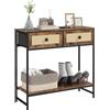 HOMCOM Tavolo consolle per corridoio con ripiano aperto e 2 cassetti frontali Consolle in rattan per corridoio d'ingresso 80x30x75 cm Marrone rustico