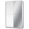 Stella Trading FAST, Armadio guardaroba elegante, con anta a specchio, molto capiente, versatile con ante scorrevoli in bianco, 125 x 195 x 38 cm, L x A x P