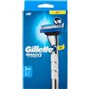 Gillette Rasoio Per Uomo Mach3 Turbo, Manica E 2 Ricariche, Cartuccia Con Un NUOVO Rivestimento Lama Per Ridurre La Pressione Sulla Pelle, Nastro Lubrificante Per Rasatura Con Scivolo Fluido
