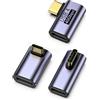 zoerbufan 3 Pezzi Adattatore USB C da 90 Gradi, USB-C Femmina a USB 4 Maschio, Connettore Cavo Caricatore Tipo C, Thunderbolt 4/3 40Gbps 8K@60hz per MacBook Pro/Air, Steam Deck, Switch(L+F+T)