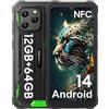 Blackview BV5300Pro Rugged Smartphone Android 14 Telefono Indistruttibile, 6580mAh, 12GB+64GB/1TB Espandibile, Cellulare Impermeabile IP68/IP69K HD+ 6,088, 13MP+8MP, NFC/Face ID/OTG/GPS/3 SIM Slots