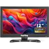 Suprlipy 12 pollici FHD Small IPS Monitor LCD Display 1920 x 1080 60 Hz 16:19 con ingresso BNC VGA AV Altoparlante incorporato per telecamera di sicurezza CCTV DVR PC STB console di gioco