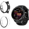 Funrae Custodia Compatibile con Garmin Forerunner 570 47mm [2 Pezzi], Cover Protettiva Telaio Rigida PC [Con Vetro Temperato] HD Clear Anti-Graffio Protezione Case - Trasparente&Nero