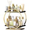NUODWELL Organizzatore per cosmetici e prodotti per la cura della pelle, 2 livelli, scaffale di metallo per profumi, comò per toeletta (rotondo)