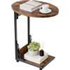 Bomclap Tavolino da caffè pieghevole a forma di C, tavolino piccolo con custodia, tavolino con struttura in metallo per soggiorno, camera da letto, ufficio, 40 x 33 x 64,5 cm