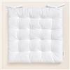 ROOM99 Nova - Cuscino per sedia, 40 x 40 x 4,5 cm, con nastri, per esterni, per interni ed esterni, in velluto, colore bianco, 1 pezzo