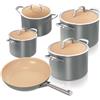 Ninja Extended Life CW95000EUUKDB - Set da cucina in ceramica, 5 pezzi (casseruola da 20 & 24 cm + 16, 18 & 20 cm, pentole e coperchi), antiaderenti (senza PFA, PFOA, piombo e cadmio), adatto al