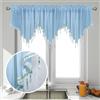 Huierxun 3 tende mantovane trasparenti a triangolo con perline, per finestre, cucina, soggiorno, bagno, camera da letto, in voile, con tasca per bastone, tende corte (celeste, 129,5 x 61 cm)