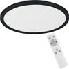 Eglo Campaspero - Plafoniera LED, dimmerabile con telecomando, rotonda, in plastica nei colori bianco e nero, lampada per parete e soffitto, colore luce bianco caldo, bianco freddo, Ø 30 cm