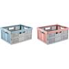 keeeper 4x Robuste Scatole Pieghevoli Professionali con Maniglie Soft-Touch, Lea, 48 x 34,5 x 23,5 cm, 32 L, Set Mix di Colori