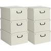 Lavatelli, Set 6 Scatole Organizer Armadio in Cartone con Coperchio, per Vestiti, Biancheria, Cambio Stagione, con Maniglie, Robuste e Decorative, Portaoggetti Beige elegante 39x50x24 cm misura Grande