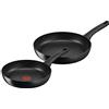 Tefal G28890 Hard Titanium On Set di padelle, 24 + 28 cm, in alluminio, rivestimento antiaderente, indicatore di temperatura del segnale termico, adatto a tutti i piani cottura, adatto a induzione, nero