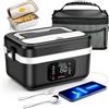 Fagalil Scatola da Pranzo Elettrica Senza Fili, 1L Scatola da Pranzo Riscaldata a Batteria per Adulti Portatile in Acciaio Inossidabile Riscaldatore di Cibo con Stoviglie e Sacchetto Isolato