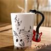 GBKDQQ Tazza da caffè in ceramica con manico per sassofono, nota musicale, tazza da tè, tazza in ceramica, tazza da caffè per la musica preferita, regalo di musica, 250 ml, colore rosso
