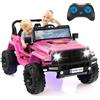 COSTWAY 24V Auto per Bambini con Telecomando, Macchina Elettrica con 2 Posti musica Bluetooth luci, 2 Velocità Regolabile, Regalo per Bambini 3-8 Anni (Rosa)