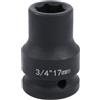 Sunkoo Bussola a percussione profonda a 6 punti, attacco da 3/4, 17 mm, in acciaio al cromo molibdeno, antiruggine, metrica, esagonale, per riparazioni auto e avvitatore a percussione