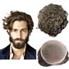Mprosthesis Toupet per uomini parrucchieri morbidi in pizzo svizzero 10x8 Toupet 10mm ondulato sistema di sostituzione dei capelli umani per protesi dei capelli da uomo (#4 marrone chiaro)
