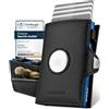 SF SCOFIELD Airtag - Portafoglio da uomo con protezione RFID, per 9-10 carte, portamonete da uomo, portamonete per Apple Air Tag, piccolo, nero - blu notte, Mini scomparto portamonete, Moderno