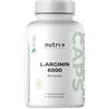 Nutri + L-Arginina 6000 mg 360 Capsule Vegane - Alto Dosaggio - Fermentata + Testata in Laboratorio - Compresse senza Stearato di Magnesio - Vegetale Pura al 100%