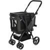 Carlett Carrello per Animali 3-in-1, Ruote Girevoli a 360°, Resistente all'Acqua, Trasportino Compatibile con Sedile Auto, Copertura Antipioggia e Cinghia di Sicurezza, Cube P, Colore Nero