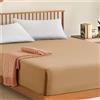My Home Store - Lenzuolo con angoli, 100% cotone egiziano 300 fili, 30 cm, colore: Beige, Matrimoniale