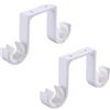 Rtengtunn Staffe per Asta di Tenda, 2 Pezzi/Set Staffe per Asta di Tenda Doppia Finestra Hardware Supporto per Gancio Appendiabiti Montaggio sul Tetto Decorazioni per la casa - Bianca
