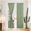 PONY DANCE Tende Cucina Porta Finestra Curtains per Interni a Vetro con Tasca Tende Semitrasparenti Effetto Lino con Motivo Stampato 2 Pezzi 60x240 CM, Verde