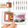 Yamobi Kit tavolozza per pittura ad acquerello in miniatura a 8 griglie, mini scatole da pittura ad acquerello, portatili, per acquerello, tavolozza di legno