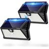 Giliwosy Faretto LED da Esterno Solare, Luci Solari da Giardino 3 Modos Lampada Solare da Esterno con Sensore di Movimento IP65 Impermeabile Luce da Esterno per Parete, Garage (2 Pezzi Bianco Freddo)