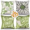 LRartdeco Federe Cuscini per Divano 40 x 40 Federe Cuscini Verde Esterno Impermeabile Copricuscini Fiori Rurali Decorativi Set di 4 Copricuscino per Giardino da Esterno Divano Sedia Deco