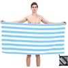 COSORO Grande asciugamano da spiaggia in microfibra con sacchetto, 160 x 90 cm, strisce blu chiaro da spiaggia, asciugatura rapida, anti-sabbia, morbido e super assorbente, portatile leggero, per piscina