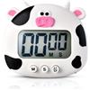 HERCHR Allarme Forte Timer Digitale Conto alla Rovescia, Simpatico cartone animato Cronometro Conto Alla Rovescia con Supporto Magnetico per Cottura al Forno, Cucina, Studio, Allenamento Fisico(Bianco)