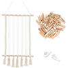 LadjproR Cornice portafoto Boho con clip in legno, realizzata a mano, in macramè, con frange, decorazione da parete boho, per la casa, la camera da letto (C)