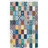 ABAKUHAUS Marocchino Tenda da Doccia Stalla Tunisino Originale EST, Set per Il Bagno in Tessuto con Ganci, 120 cm x 180 cm, Turchese Beige