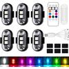 LIAVOP 6 Pezzi Luci a LED Senza Fili, Luci anticollisione per Auto Impermeabili a 8 Colori con Telecomando, Lucis Lampeggianti Ricaricabili USB Per Auto, Drone, Camion, Moto