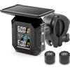 KAOLALI Sistema di Controllo della Pressione dei Pneumatici Moto TPMS Wireless Moto Ricarica Solare/USB TPMS per Moto con Display LCD 2 sensori Esterni Impermeabili