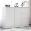 Goeria Credenza moderna cassettiera scarpiera con ampio spazio di archiviazione, due ante e tre cassetti con ripiano regolabile per sala da pranzo, soggiorno o cucina, bianco, dimensioni: 120 x 90 x 35 cm