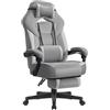 SONGMICS Sedia Gaming, Sedia Ufficio Scrivania, Ergonomico, con Poggiapiedi, Poggiatesta Regolabile, Cuscino Lombare, Portata 150 kg, Grigio Ardesia e Grigio Tortora OBG077G02