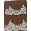 Corredocasa Coppia Asciugamani Bagno per Viso e Ospite in Soffice Spugna di Puro Cotone con Dettagli in Macramè, Realizzati con Manifattura Italiana di Alta Qualità Casa - cm. 60x110 e 40x60 (Marrone)