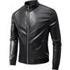 TONY BACKER Giacca da Moto Uomo in Pelle Sintetica, Bomber Leggero Estivo, Collo alla Coreana, 4 Tasche, Tinta Unita (IT, Testo, S, Regular, Regular, NERA)