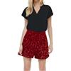 LDZYXY Pantaloncini Corti Donna Eleganti Vita Alta Casual Jeans Larghi Jeans Donna con Glitter Pantaloni Trekking Donna Estivi Corti Pantaloncino Donna Estivo (Rosso, M)