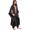 AJJAYA AYAWA Kimono con cappuccio Icaro nero Mantella Poncho Veste Shipibo Sacri modelli cerimonia Rituale sciamano Scialle tribale Viking Festival Wrap