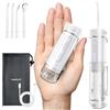 WAFLOO Idropulsore Dentale Portatile Retrattile Cordless, IPX7 Impermeabile, 5 Intensità, 4 Ugelli di Ricambio, per Uso Domestico e Viaggi - Bianco