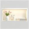 Bernkot Doccia a muro in acciaio inox, nicchia impermeabile con luce a LED, doccia incorporata 60 x 30 x 10 cm, letto singolo, box doccia incorporato, bianco