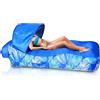 Gohytal Divano lounge gonfiabile con protezione solare, letto ad aria per spiaggia, campeggio e viaggi, divano impermeabile con cuscino, design ergonomico per il comfort, ideale per escursioni