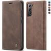 owlhold Cover Samsung Galaxy S22 Plus Custodia Samsung S22 Plus Portafoglio Flip [Antiurtoo][Cavalletto][Carta Fessura] Cover Pelle per Samsung Galaxy S22 Plus - Caffè