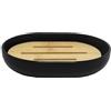 Douceur d'Intérieur Smart Portasapone, Diametro 12,2 x 9,3 x 2,5 cm, Nero, Polistirene e Bambù