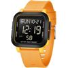 findtime Orologio digitale da uomo con numeri grandi, orologio da polso da uomo e da donna, digitale, a LED, rettangolare, 5 ATM, impermeabile, 12/24H, due fusi orari, per attività all'aperto, conto