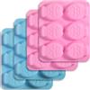 Newk Stampi in silicone a forma di pesce per biscotti, cioccolatini, caramelle e cubetti di ghiaccio, design carino, 2 blu e 2 rosa, perfetti per pasticceria e artigianato fai da te (confezione da 4)