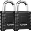 NovLock Lucchetto a combinazione - grande, robusto e resistente alle intemperie - arco da 8 mm - per esterni e interni: cancelli, recinzioni, capanni, armadi, armadietti - confezione da 2, nero